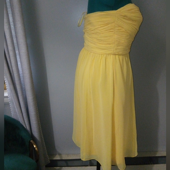 Ralph Lauren Buttery Yellow Evening Strapless Chiffon Dress, Sz 8 - Picture 3 of 8